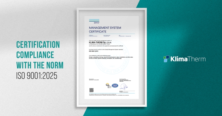 Klima-Therm granted new ISO 9001:2015 certification